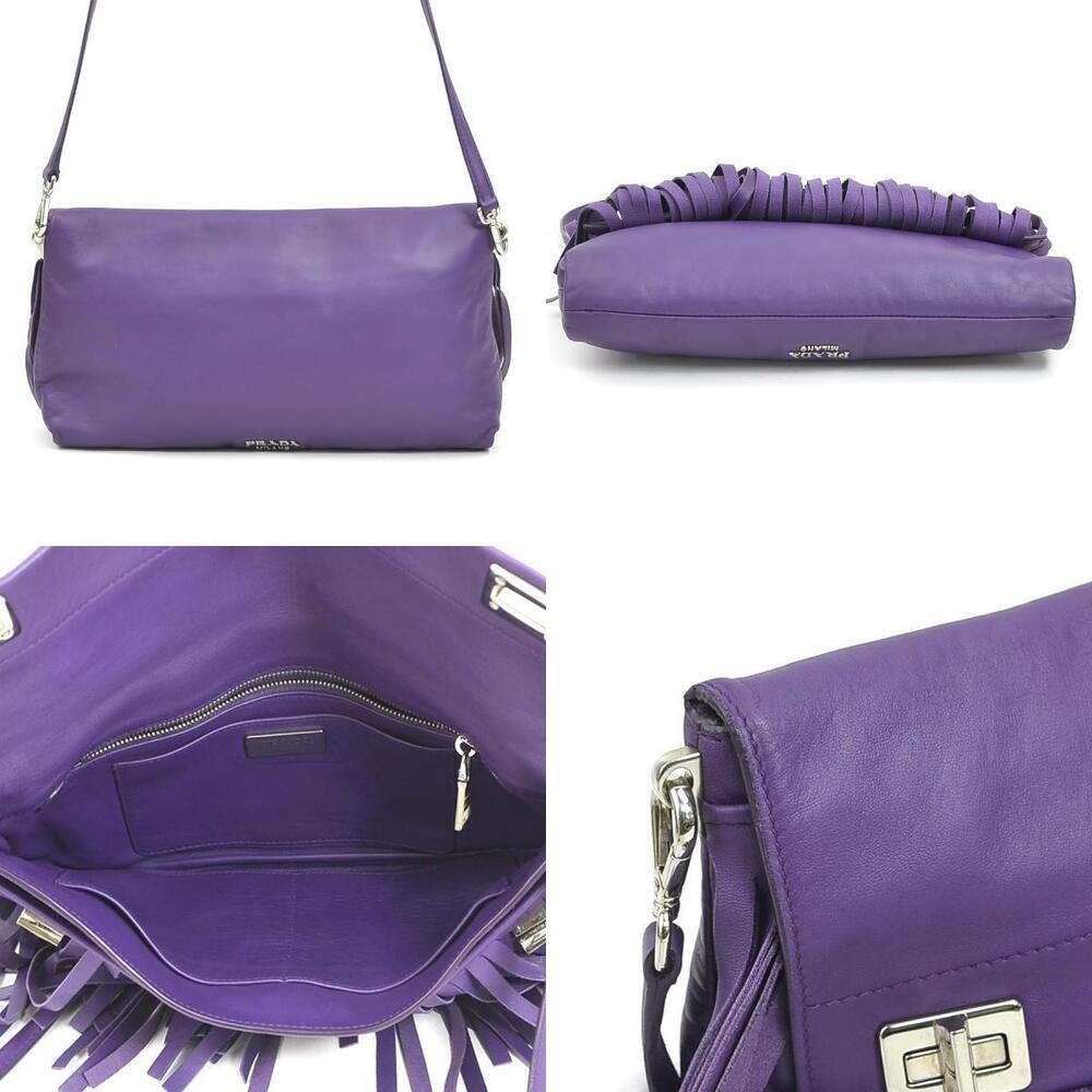 Prada bag shoulder purple crossbody silver leather fringed - Picture 3 of 4